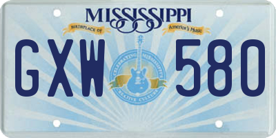 MS license plate GXW580