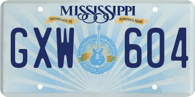 MS license plate GXW604