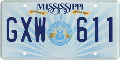 MS license plate GXW611