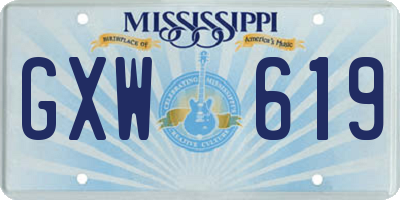 MS license plate GXW619