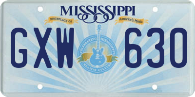 MS license plate GXW630