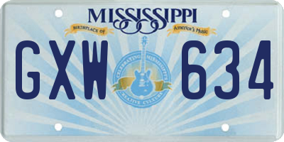 MS license plate GXW634