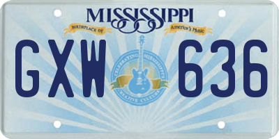 MS license plate GXW636