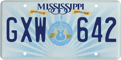 MS license plate GXW642