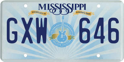 MS license plate GXW646