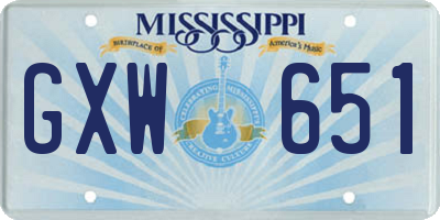 MS license plate GXW651