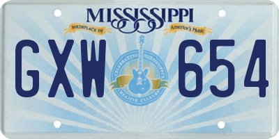 MS license plate GXW654