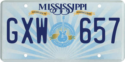 MS license plate GXW657