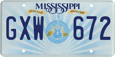 MS license plate GXW672