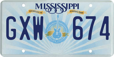 MS license plate GXW674
