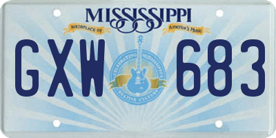 MS license plate GXW683