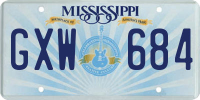 MS license plate GXW684