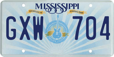 MS license plate GXW704