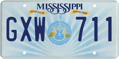 MS license plate GXW711