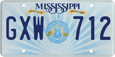 MS license plate GXW712
