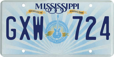 MS license plate GXW724
