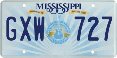 MS license plate GXW727
