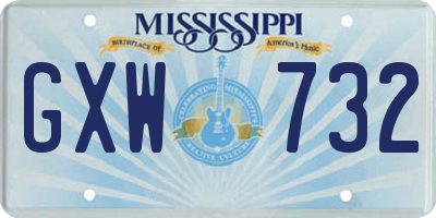 MS license plate GXW732