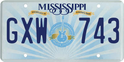 MS license plate GXW743