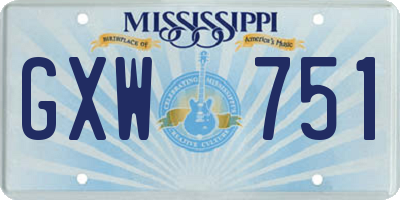 MS license plate GXW751