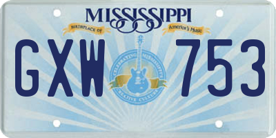 MS license plate GXW753