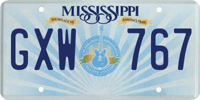 MS license plate GXW767