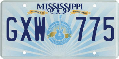 MS license plate GXW775