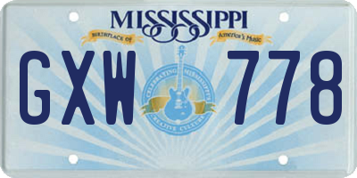 MS license plate GXW778