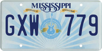 MS license plate GXW779