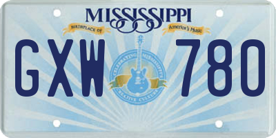 MS license plate GXW780