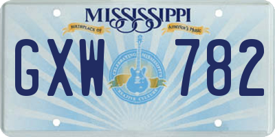 MS license plate GXW782