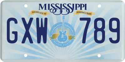 MS license plate GXW789