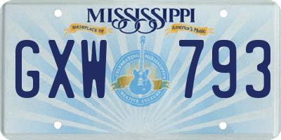 MS license plate GXW793