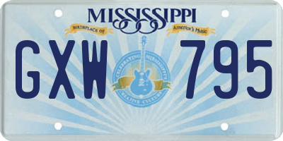 MS license plate GXW795
