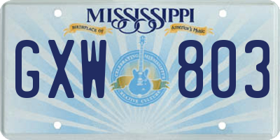 MS license plate GXW803
