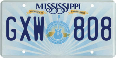 MS license plate GXW808