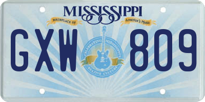 MS license plate GXW809