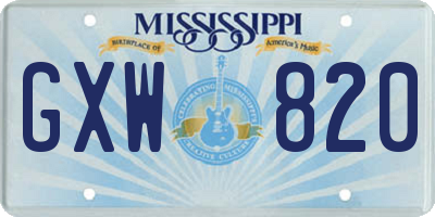 MS license plate GXW820