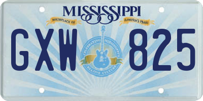 MS license plate GXW825