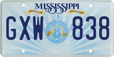 MS license plate GXW838