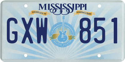 MS license plate GXW851
