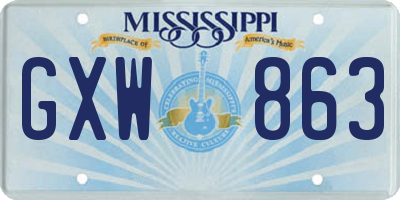 MS license plate GXW863