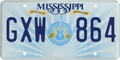 MS license plate GXW864