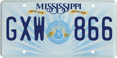 MS license plate GXW866