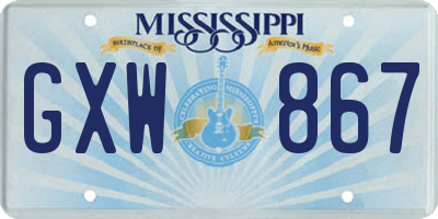 MS license plate GXW867
