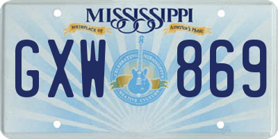 MS license plate GXW869