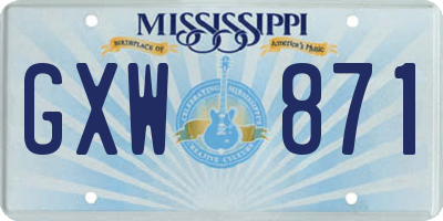 MS license plate GXW871