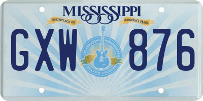 MS license plate GXW876