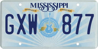 MS license plate GXW877