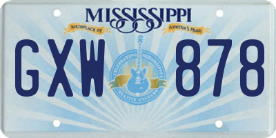 MS license plate GXW878